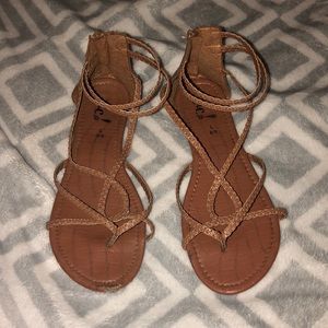 Brown, braided sandals